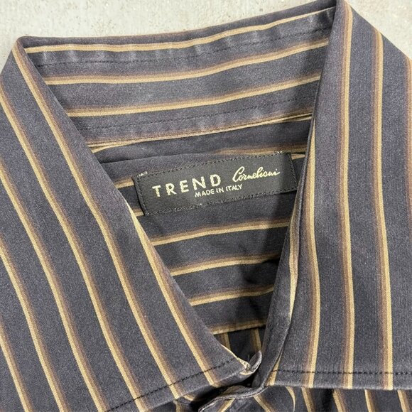 Corneliani Trend Dress Shirt Made in Italy Striped Cotton 43 17 XL - Picture 5 of 9
